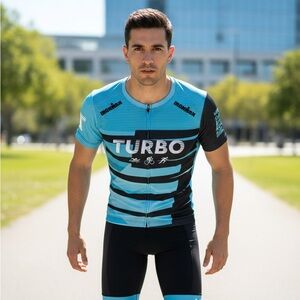 Ikigai Sports Wear TURBO Triathlon Jersey Men's Large - Blue/Black Ironman